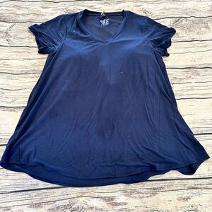 Shebird Blue Relaxed Fit V-Neck Short Sleeve Tee With Built in Bra Size 6/Large